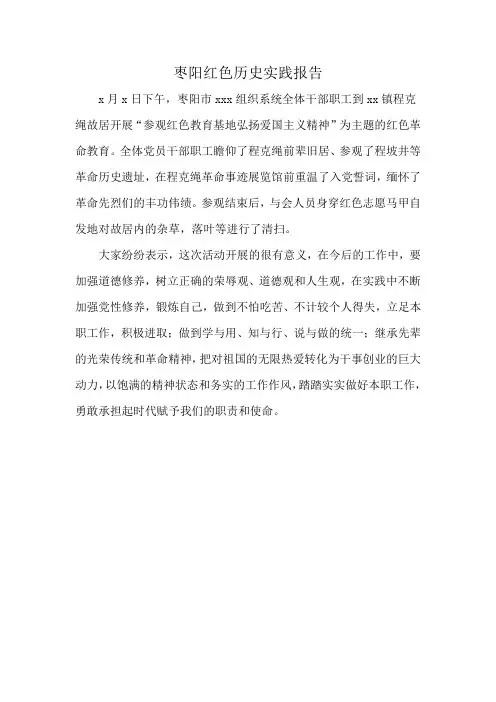 枣阳红色历史实践报告