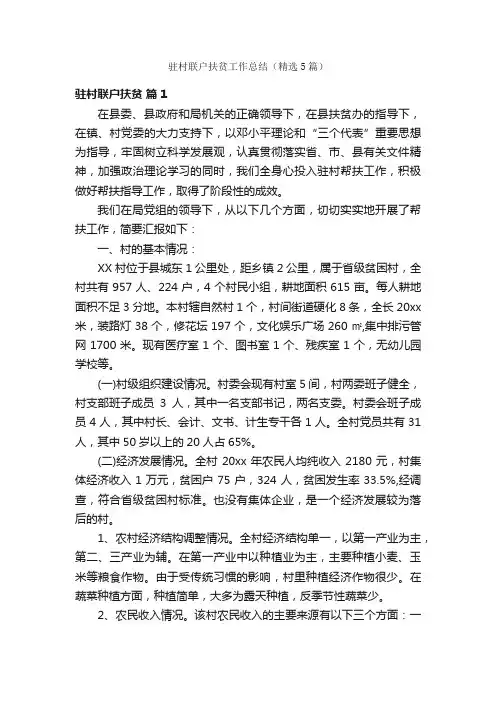 驻村联户扶贫工作总结（精选5篇）