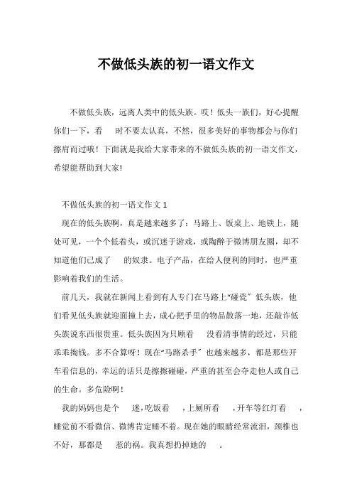 (初一作文)不做低头族的初一语文作文