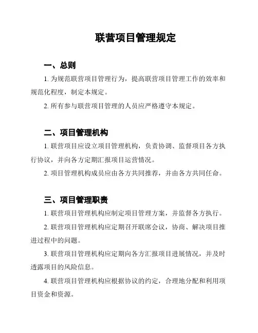联营项目管理规定