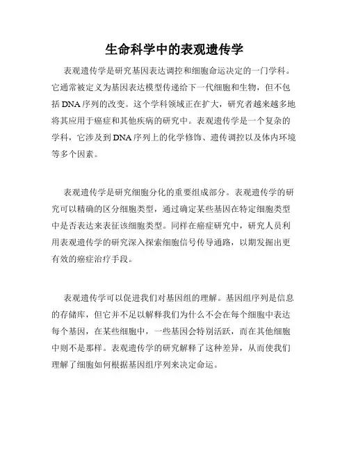 生命科学中的表观遗传学