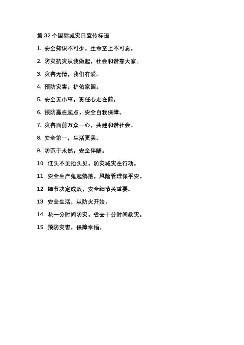 第32个国际减灾日宣传标语