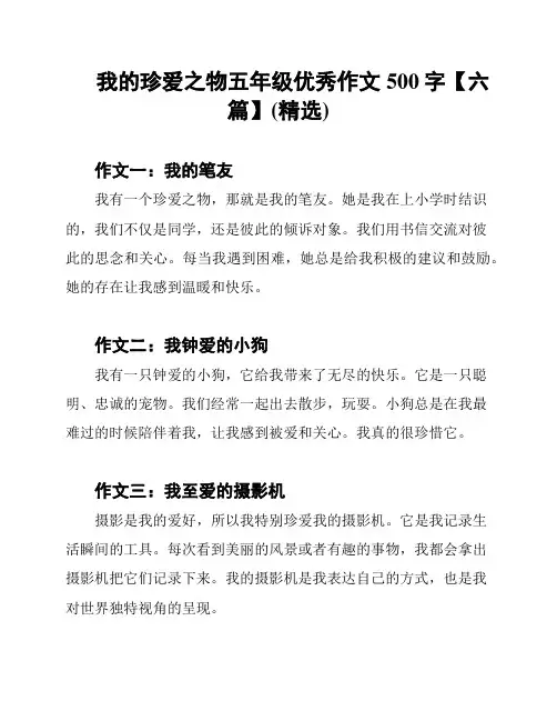 我的珍爱之物五年级优秀作文500字【六篇】(精选)