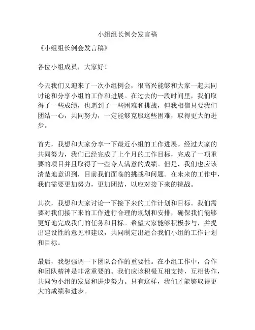 小组组长例会发言稿