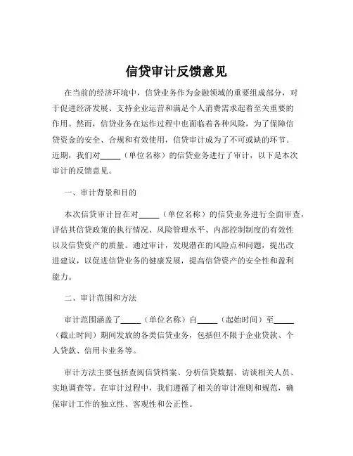 信贷审计反馈意见