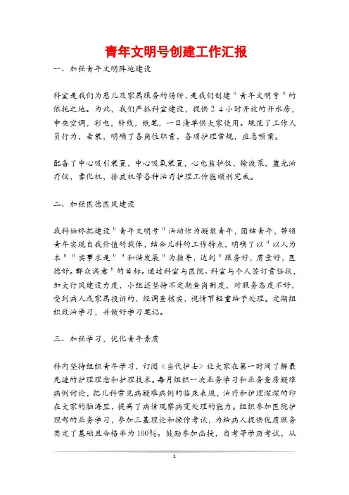 青年文明号创建工作汇报
