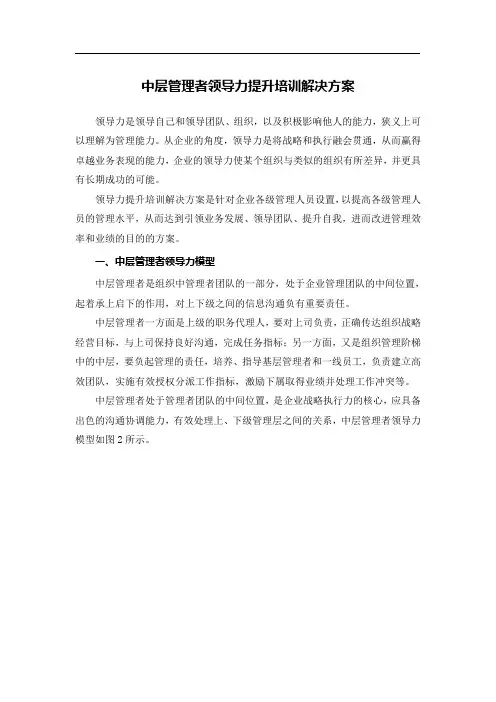 中层管理者领导力提升配课表
