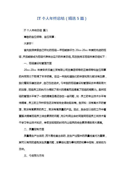 IT个人年终总结(精选5篇)