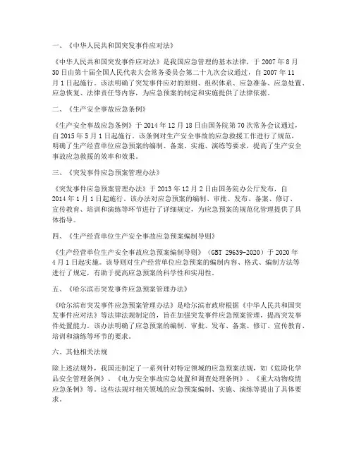 应急预案相关法规