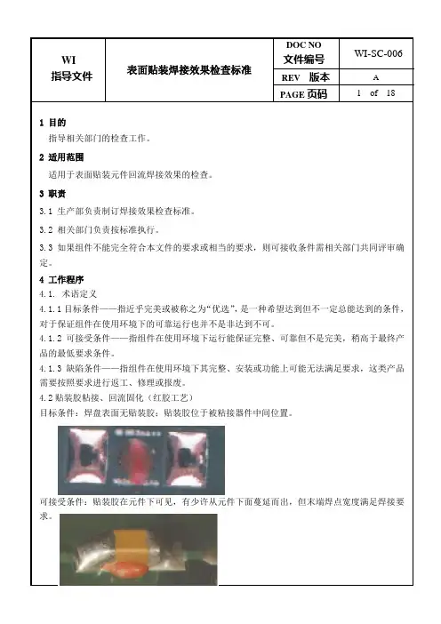 表面贴装焊接效果检查标准