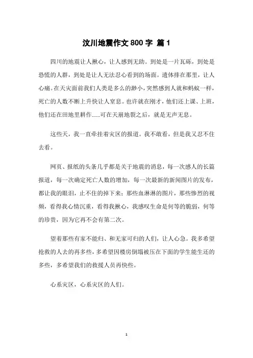 汶川地震作文800字 5篇