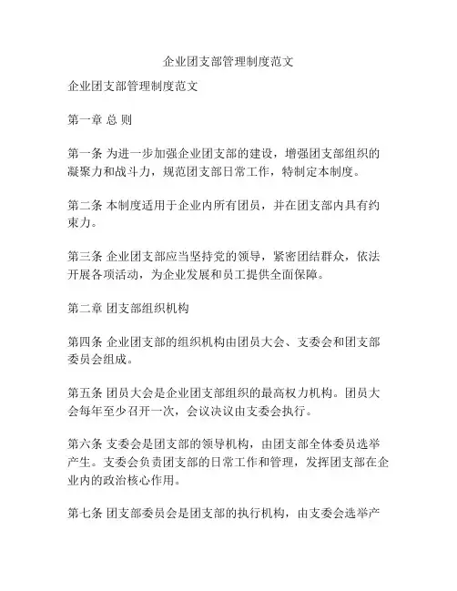 企业团支部管理制度范文