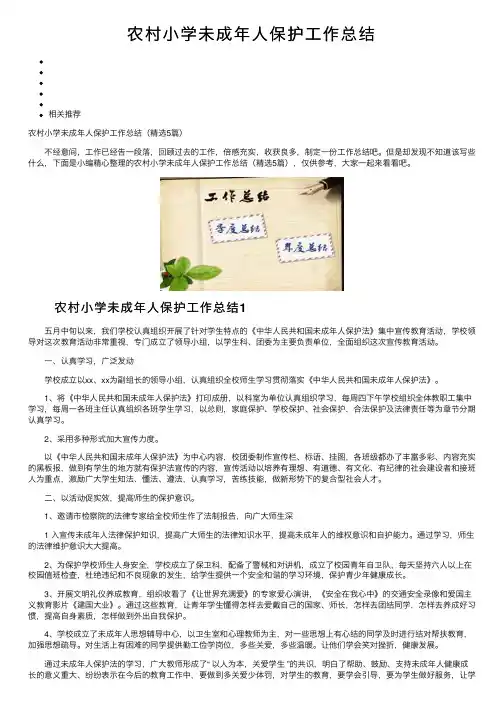 农村小学未成年人保护工作总结
