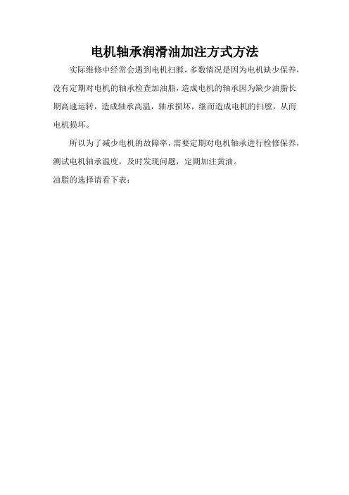 电机轴承润滑油加注方式方法