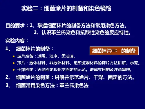 实验二细菌涂片的制备和染色镜检