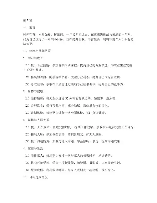 年度个人小目标总结(3篇)