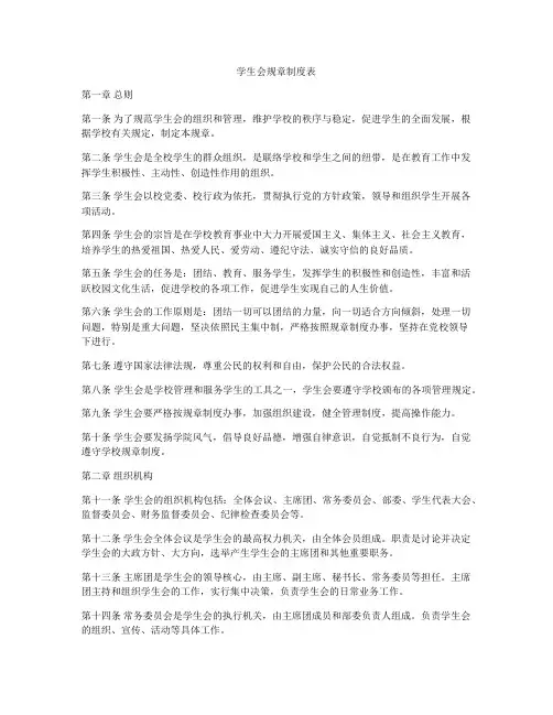 学生会规章制度表