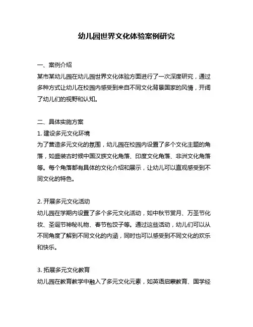 幼儿园世界文化体验案例研究