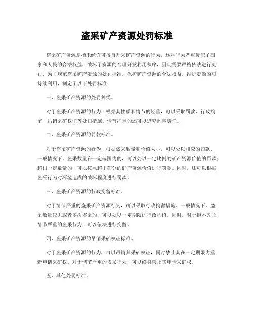 盗采矿产资源处罚标准