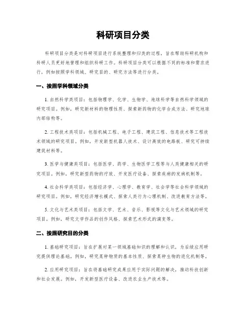 科研项目分类