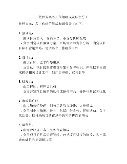 按照方案各工作组组成及职责分工