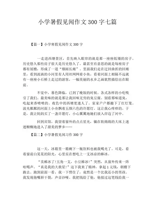 小学暑假见闻作文300字七篇