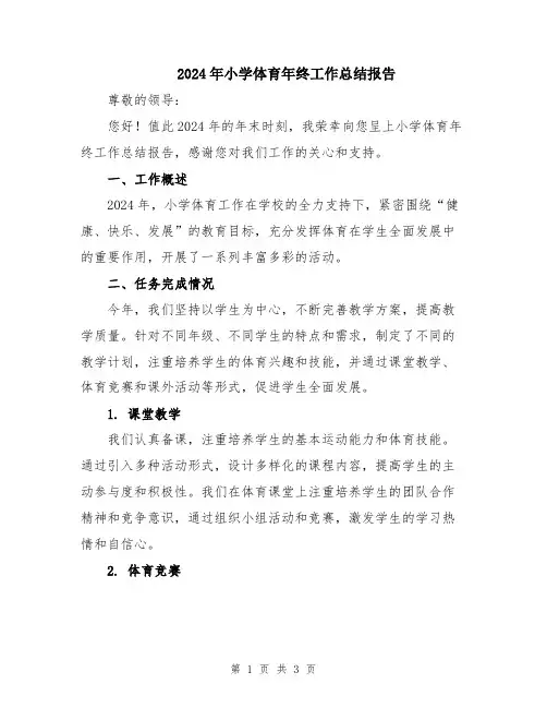 2024年小学体育年终工作总结报告
