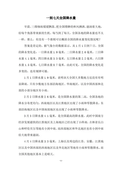 一到七天全国降水量