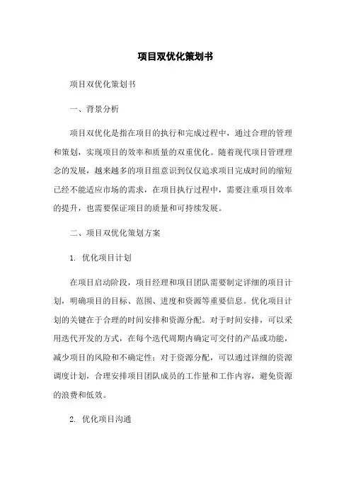 项目双优化策划书