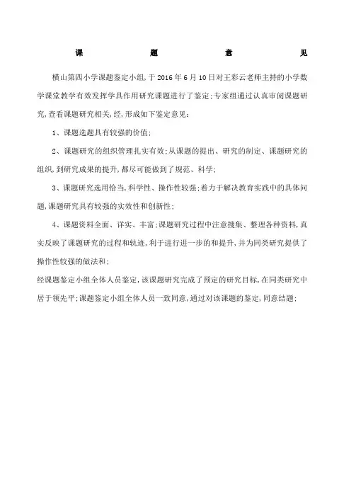 课题结题鉴定意见