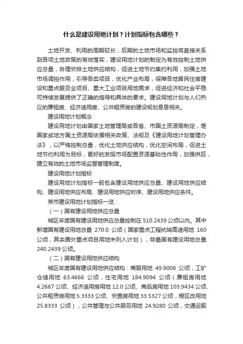 什么是建设用地计划？计划指标包含哪些？