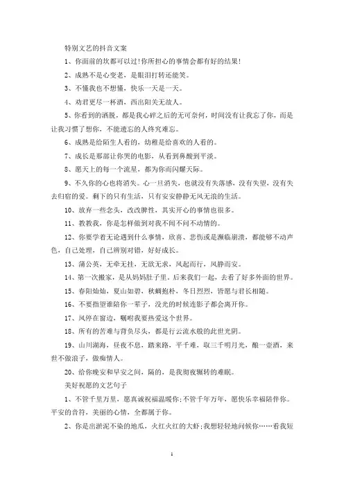 精选特别文艺的抖音文案