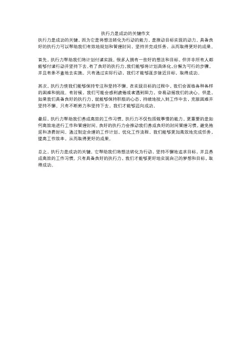 执行力是成功的关键作文