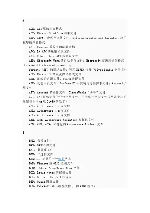 文件格式大全