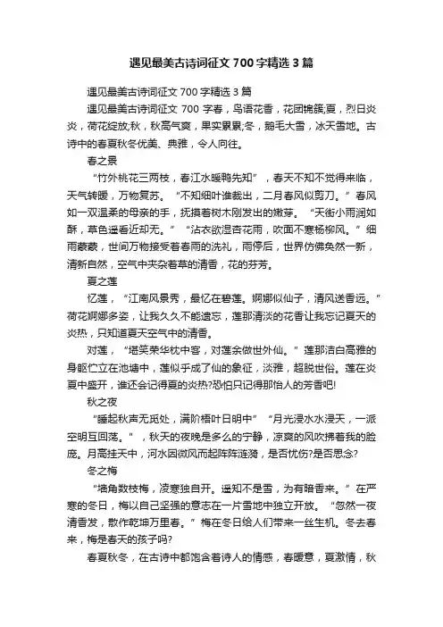 遇见最美古诗词征文700字精选3篇