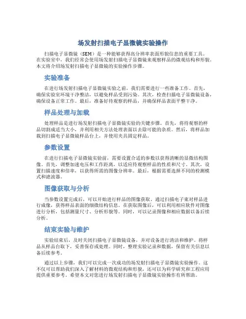 场发射扫描电子显微镜实验操作