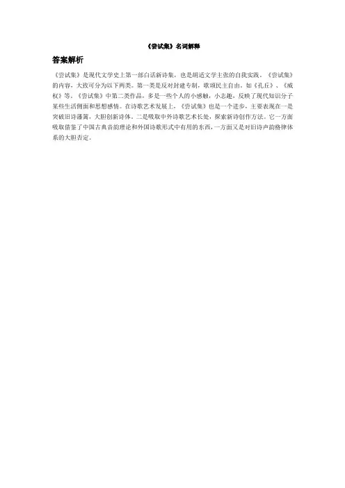 《尝试集》名词解释