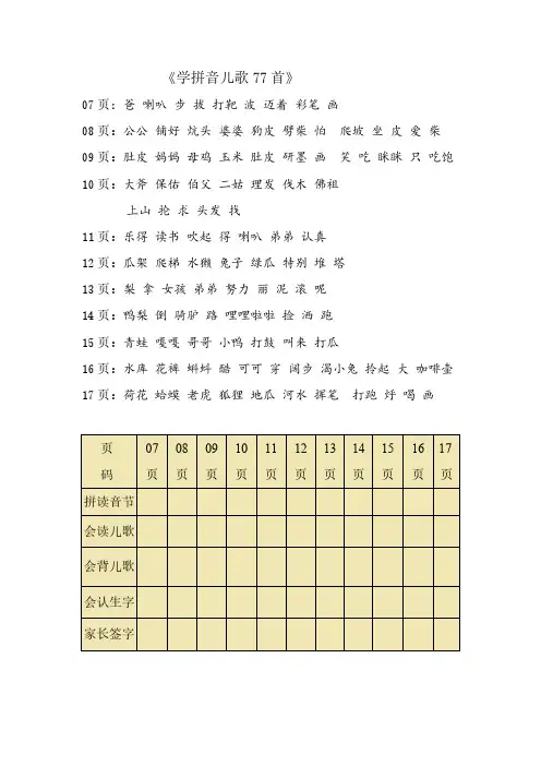 《学拼音儿歌77首》拼读-推荐下载