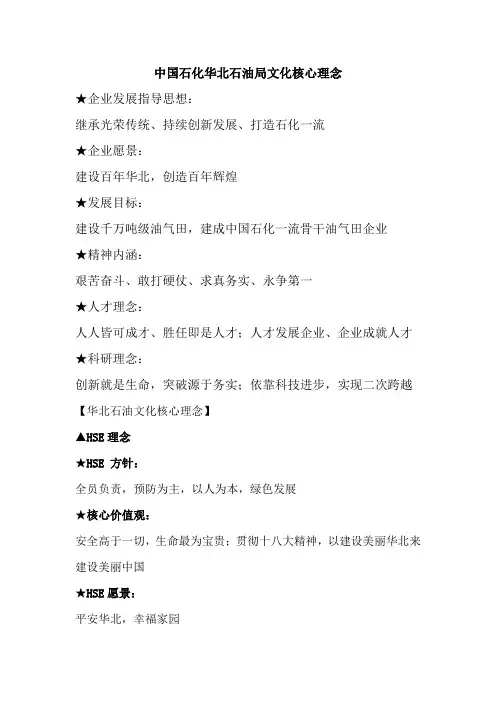 中国石化华北石油局文化核心理念