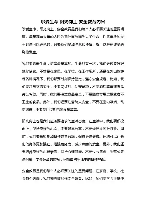 珍爱生命 阳光向上 安全教育内容