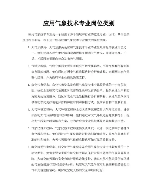 应用气象技术专业岗位类别