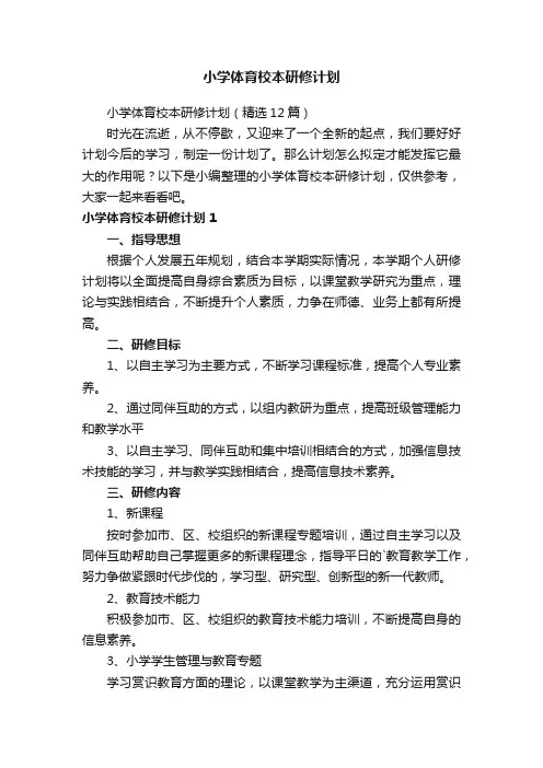 小学体育校本研修计划