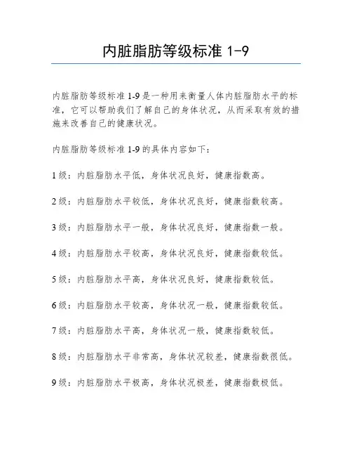 内脏脂肪等级标准1-9