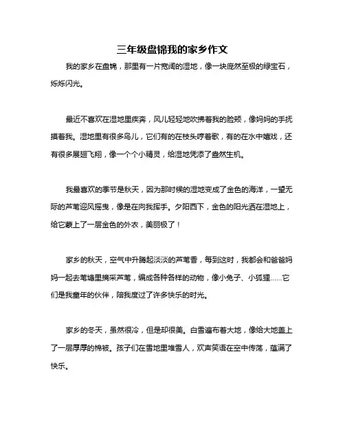 三年级盘锦我的家乡作文