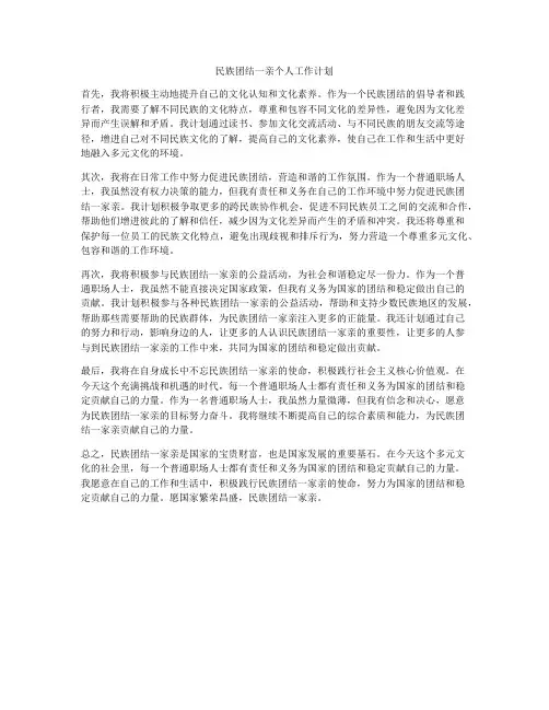 民族团结一亲个人工作计划