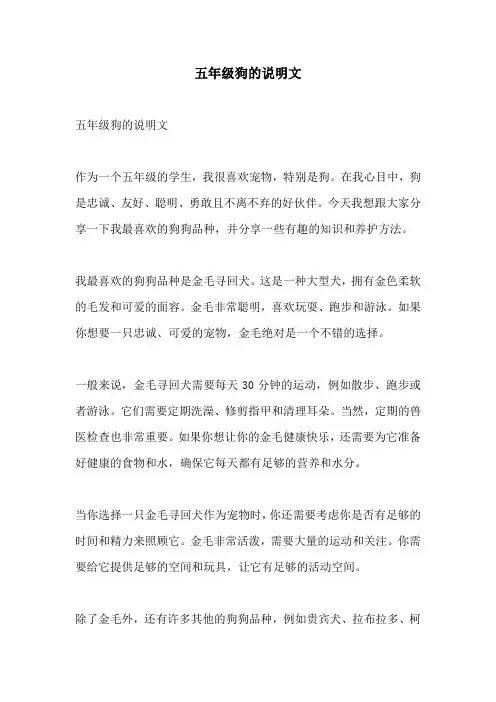 五年级狗的说明文