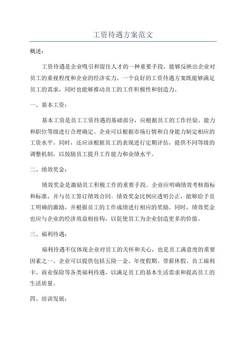 工资待遇方案范文