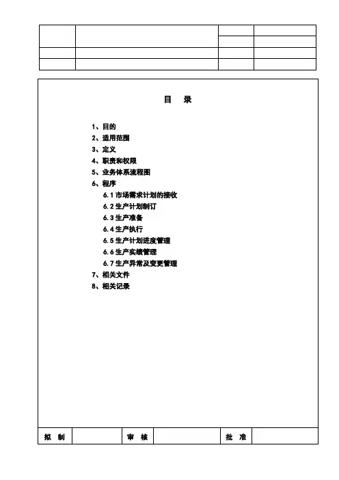 xx零部件-生产计划管理业务程序