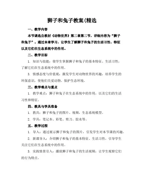 狮子和兔子教案(精选