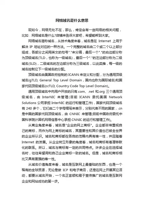 网络域名是什么意思